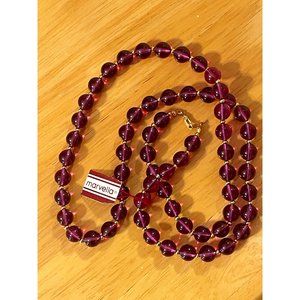Marvella Purple Translucent Beaded Necklace NWT